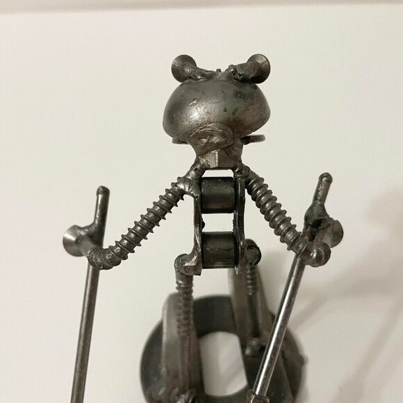 Frog Metal Art Sculpture Skiing Figure Screws Washers - Picture 4 of 16